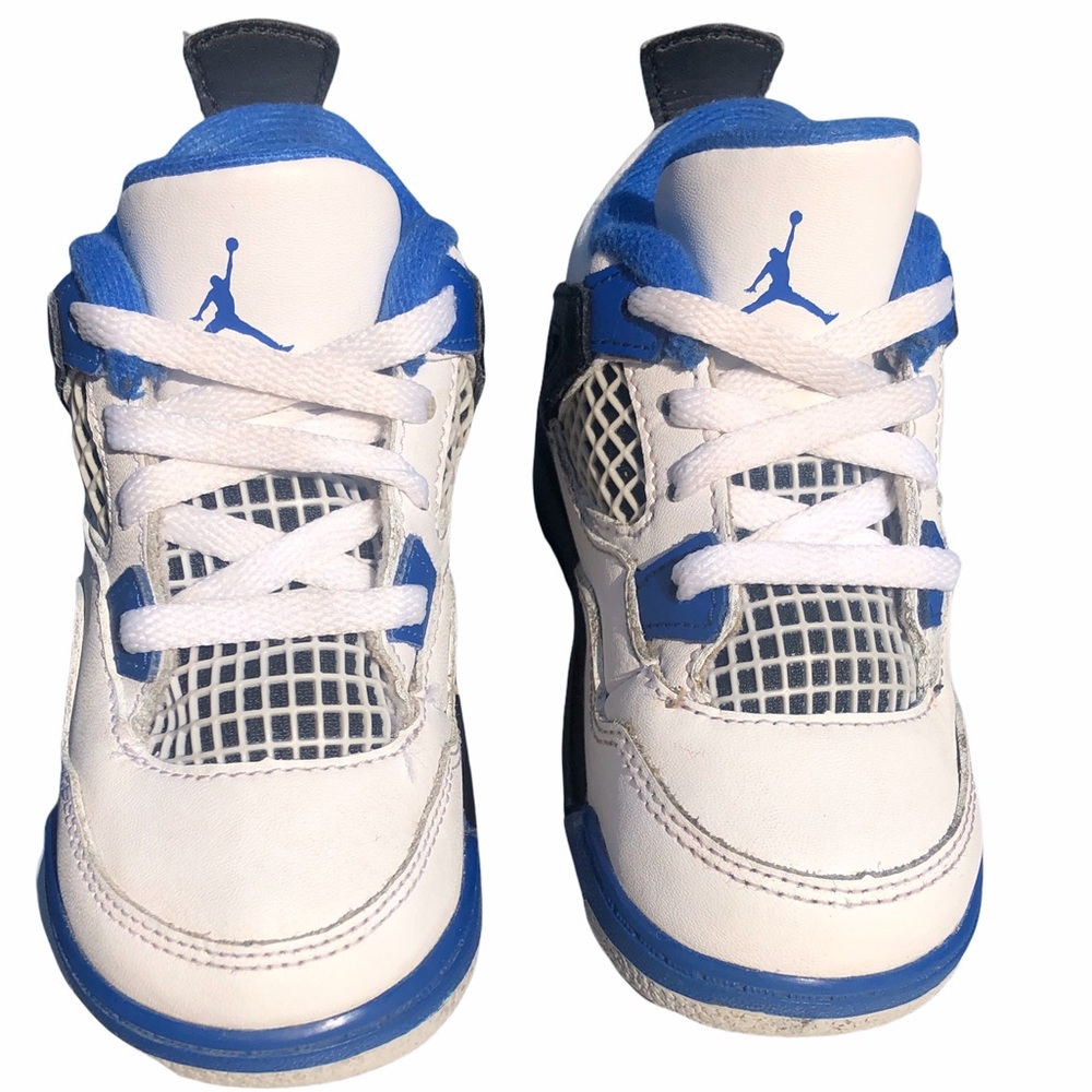 Jordan 4 Motorsport Kids shoes Size 6C white blue